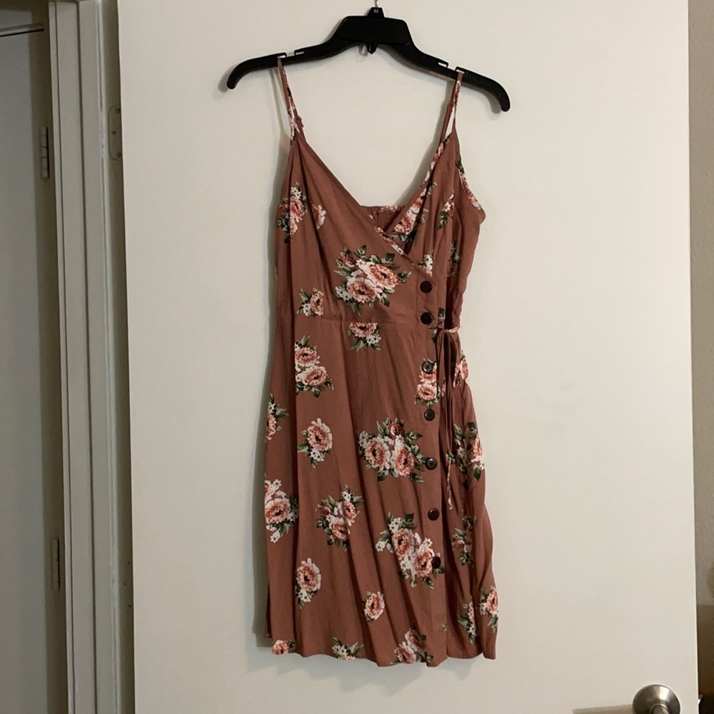 Pink floral button dress